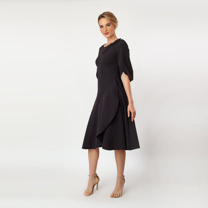 Tulip Sleeve T-length Fit & Flare Dress