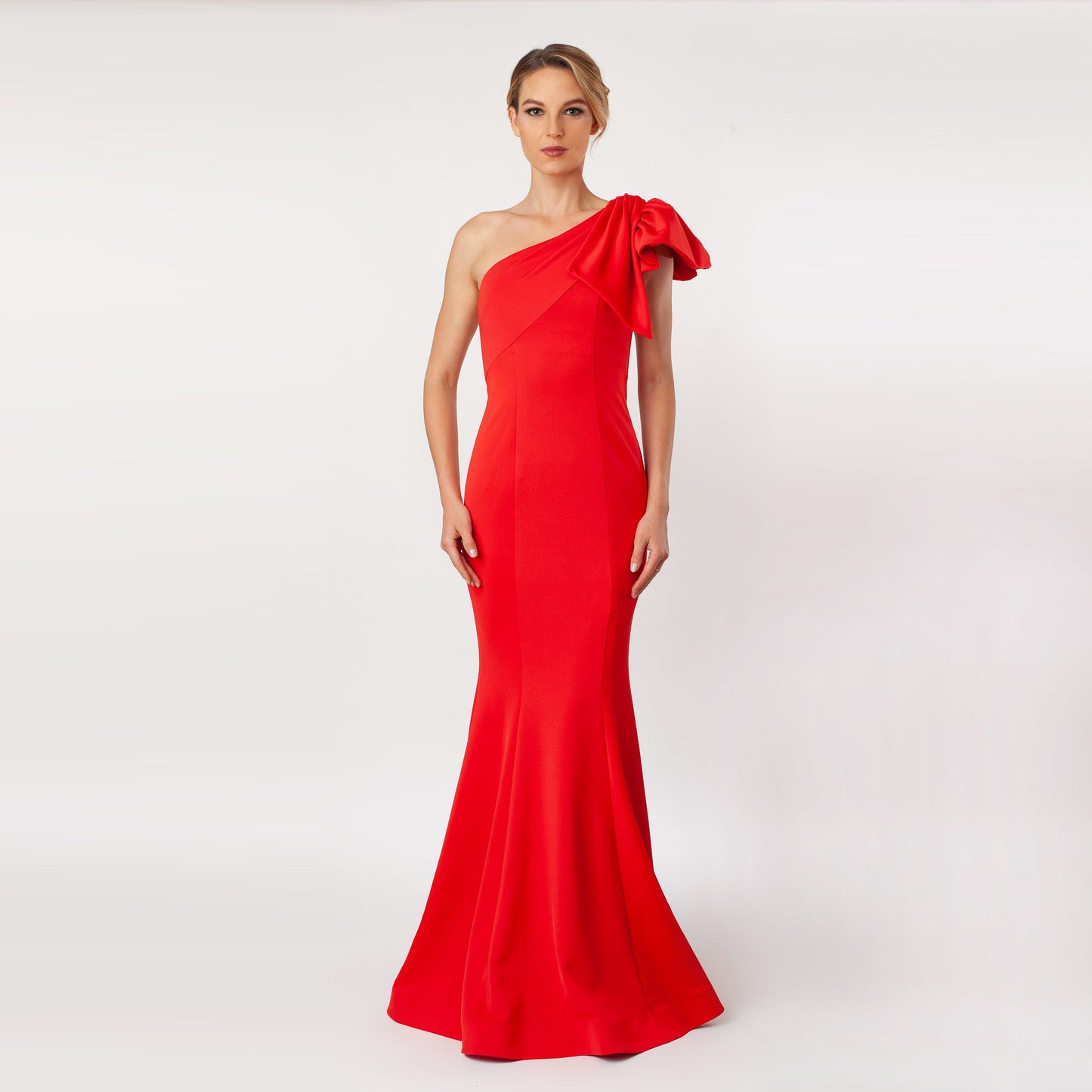 One Shoulder Bow Sleeve Gown