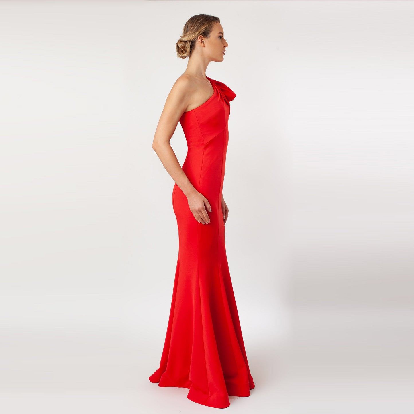 One Shoulder Bow Sleeve Gown