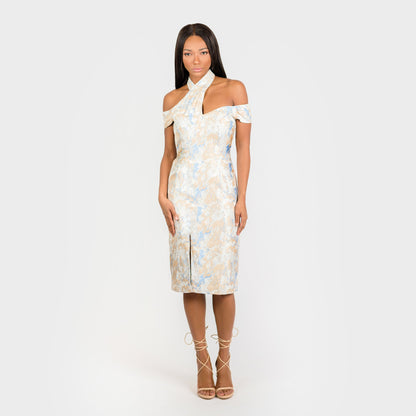 Asymmetric Halter Off The Shoulder Sheath