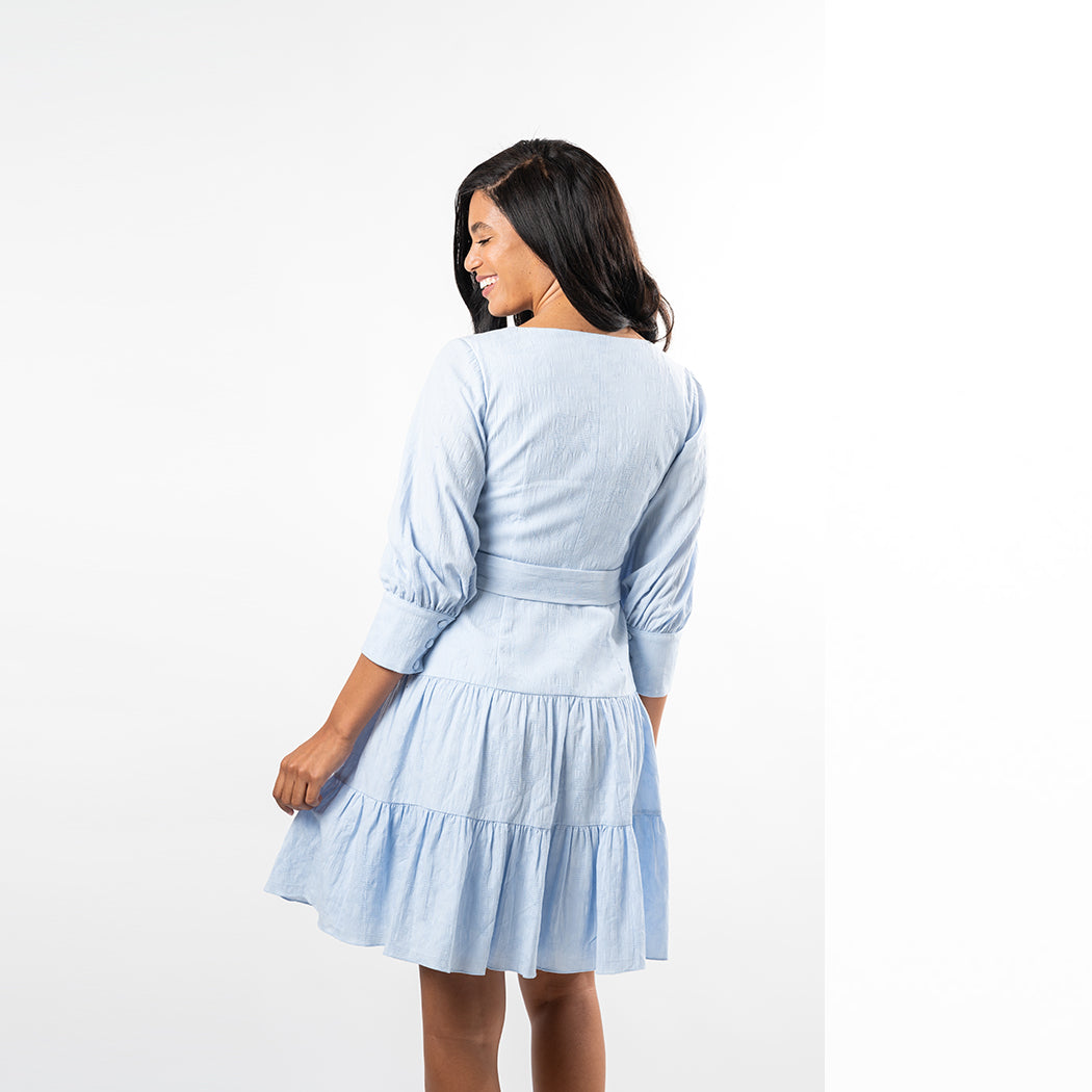 Belted Fit & Flare Tiered Dress