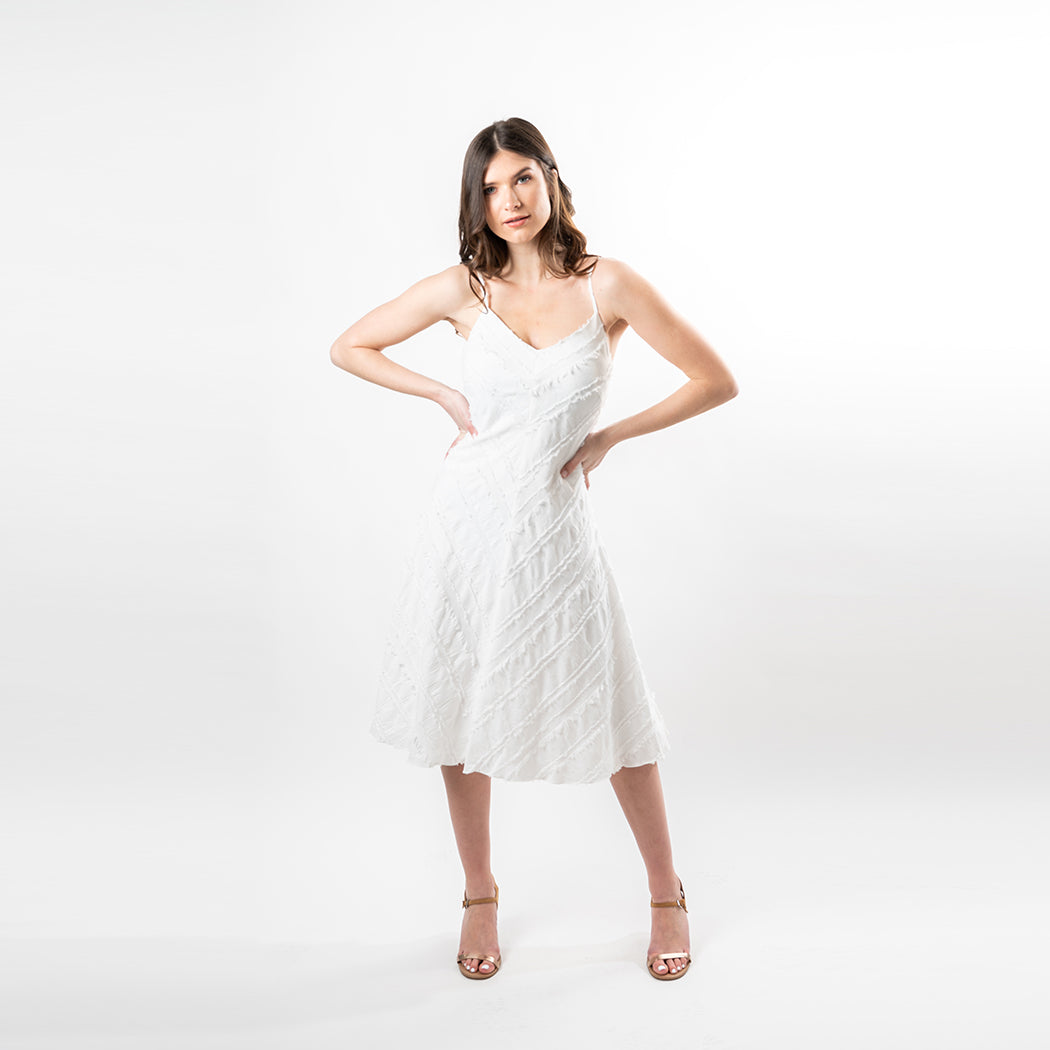 Spaguetti Strap Mitered Fringe Dress