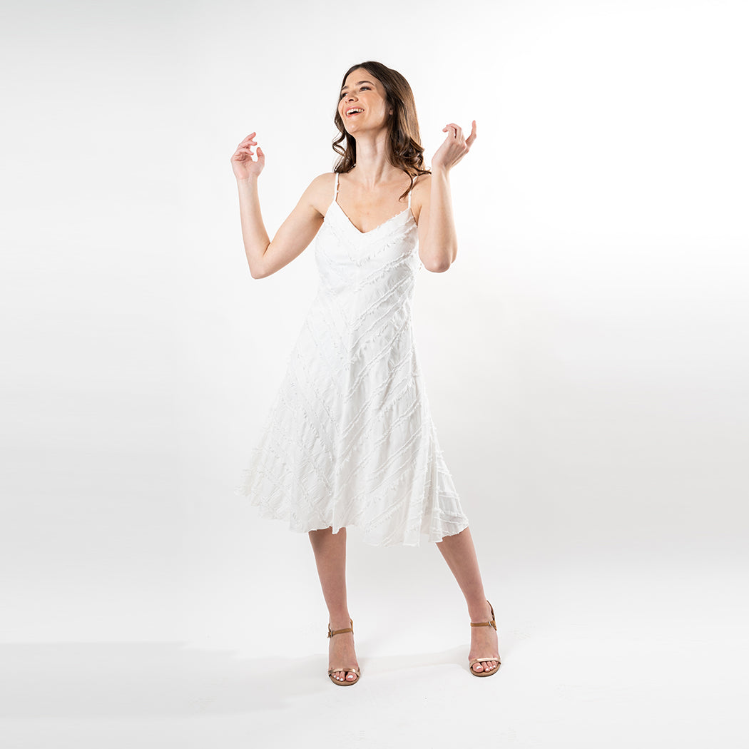 Spaguetti Strap Mitered Fringe Dress