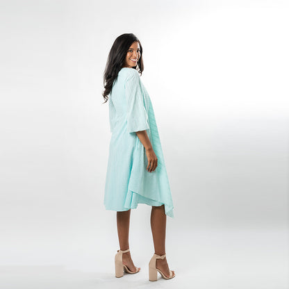 Asymmetric Flared Overlay A-line Dress