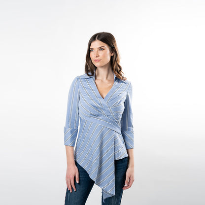 Asymmetric Hem Wrap Shirt