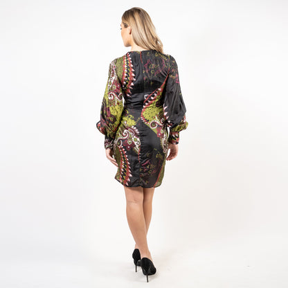 Balloon Sleeves Shirred Shoulder Sheath