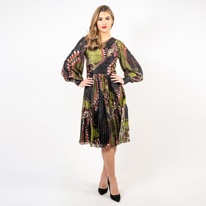 Asymmetric Neckline Pleated A-line Dress