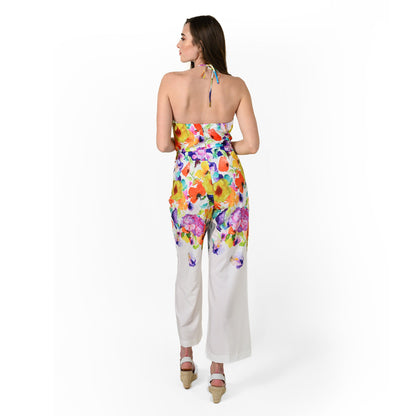 Halter Engineered Print Jumpsuit