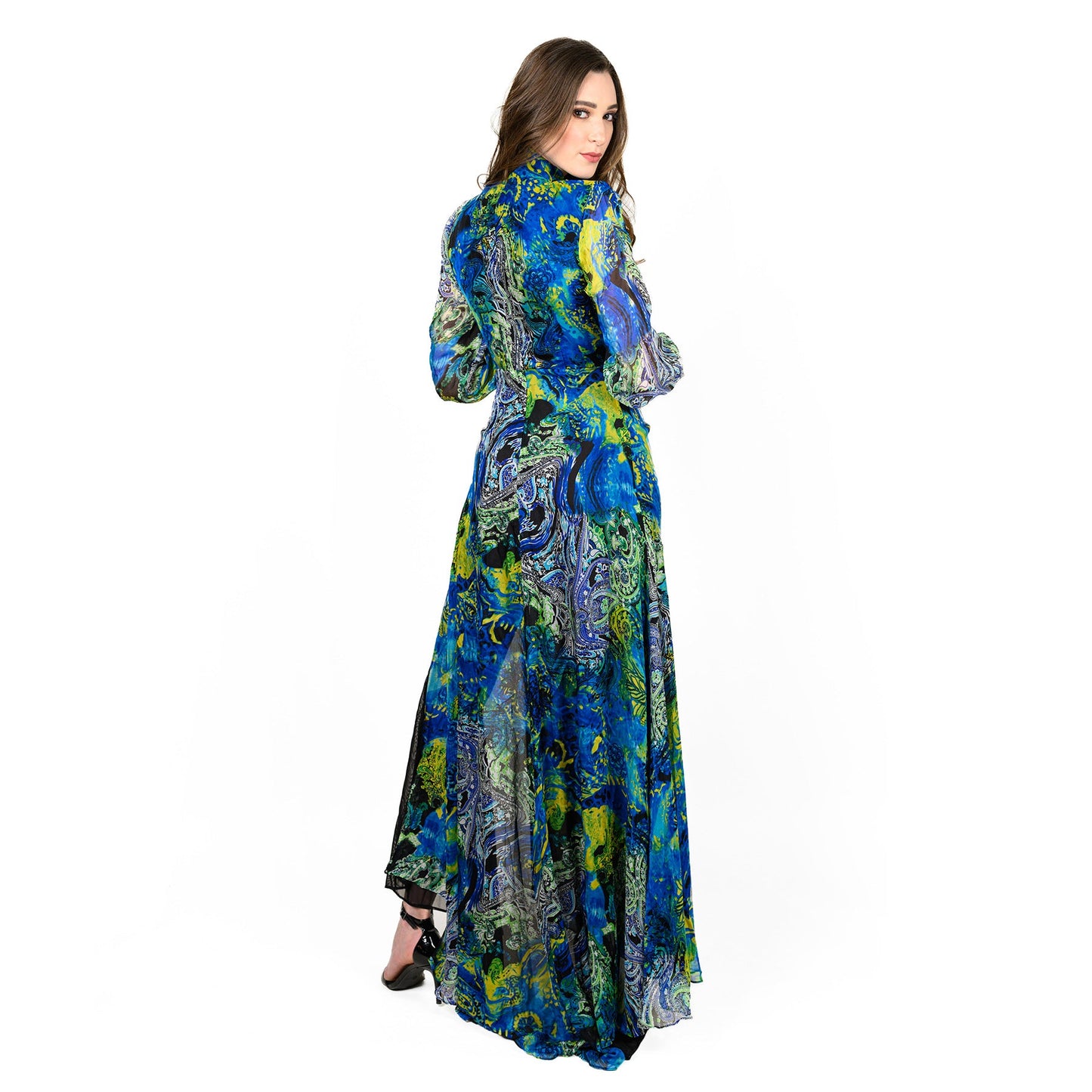 Mock Neck Side Slit Gown