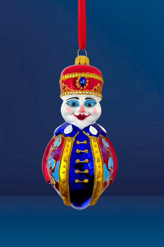 Colonel Snowman Glass Ornament