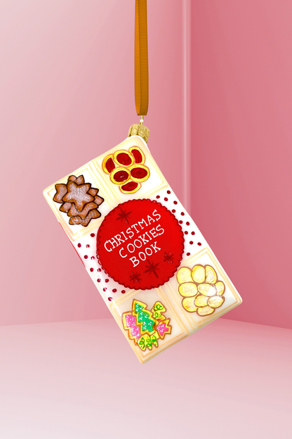 Christmas Cookie Book Glass Ornament