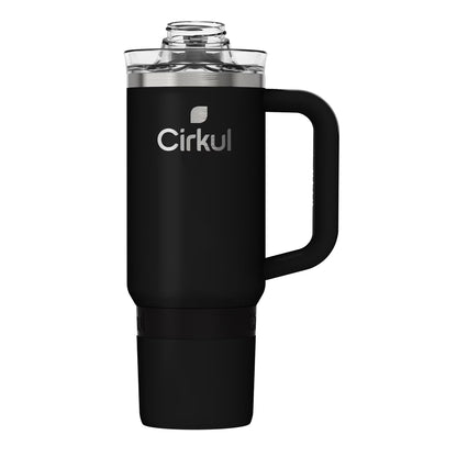 Cirkul 30oz Travel StrawSip Double-Wall Insulated Stainless Steel Tumbler with Handle, Azure Shimmer (Light Teal Sparkle)