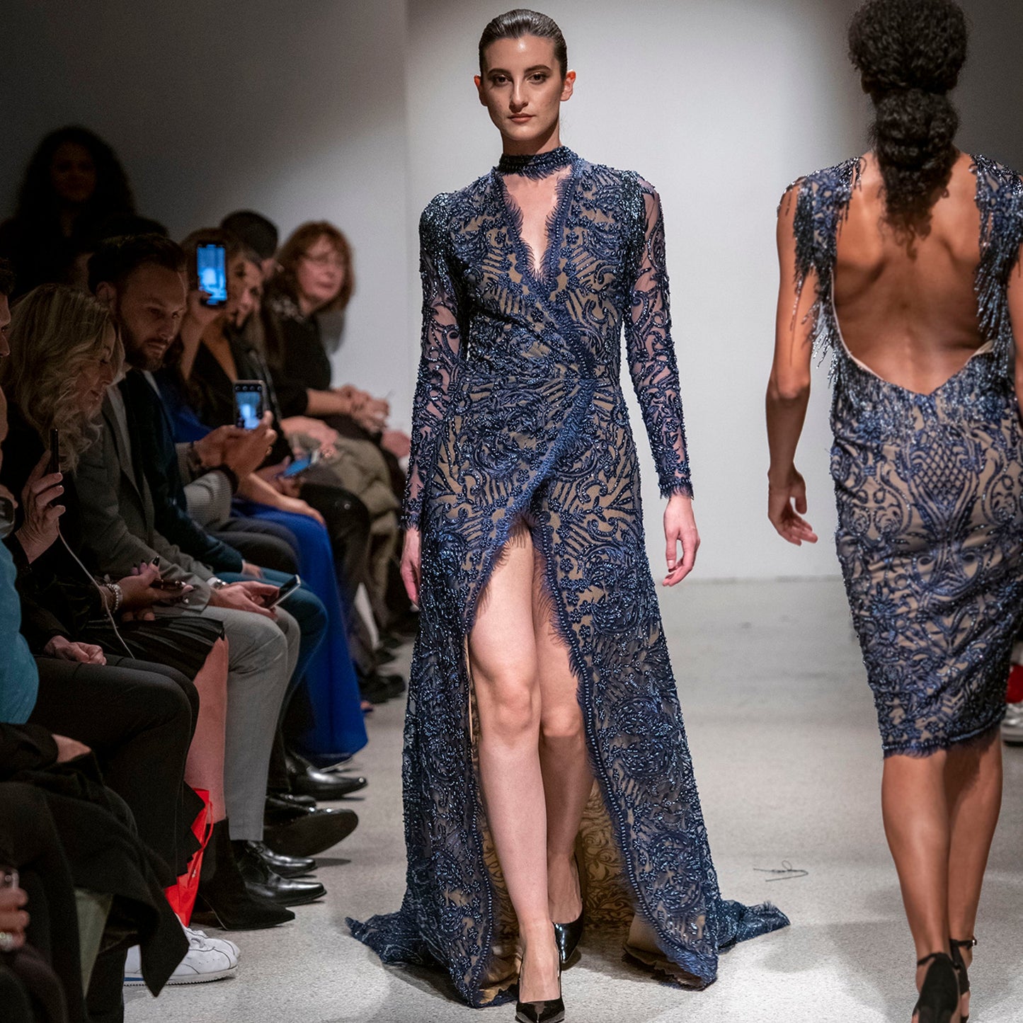 Mock NK Surplice Gown