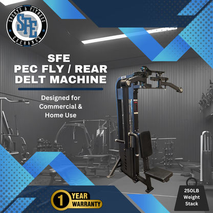 SFE Selectorized Pec Fly/Rear Delt Machine w/ 250lb weight stacks (New)