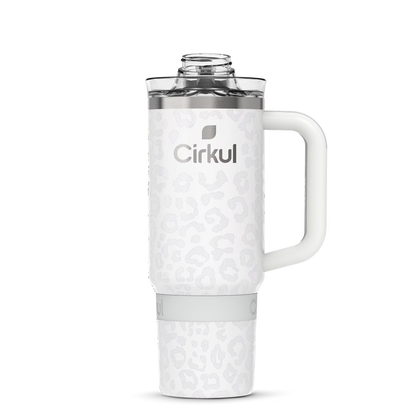 Cirkul 30oz Travel StrawSip Double-Wall Insulated Stainless Steel Tumbler with Handle, Azure Shimmer (Light Teal Sparkle)