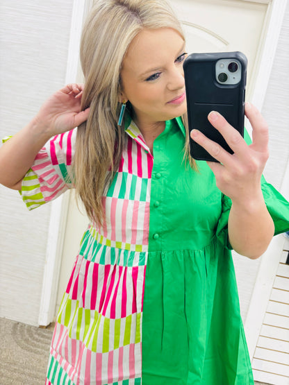 Green New to Town Dress