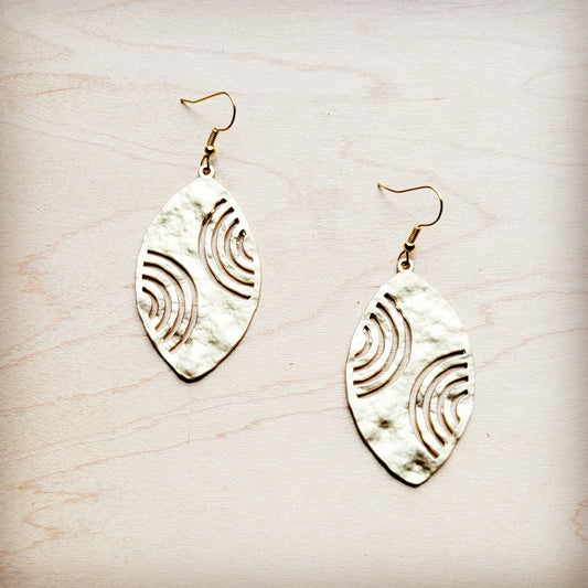 **Matte Gold Oval Filigree Drop Earrings 225L