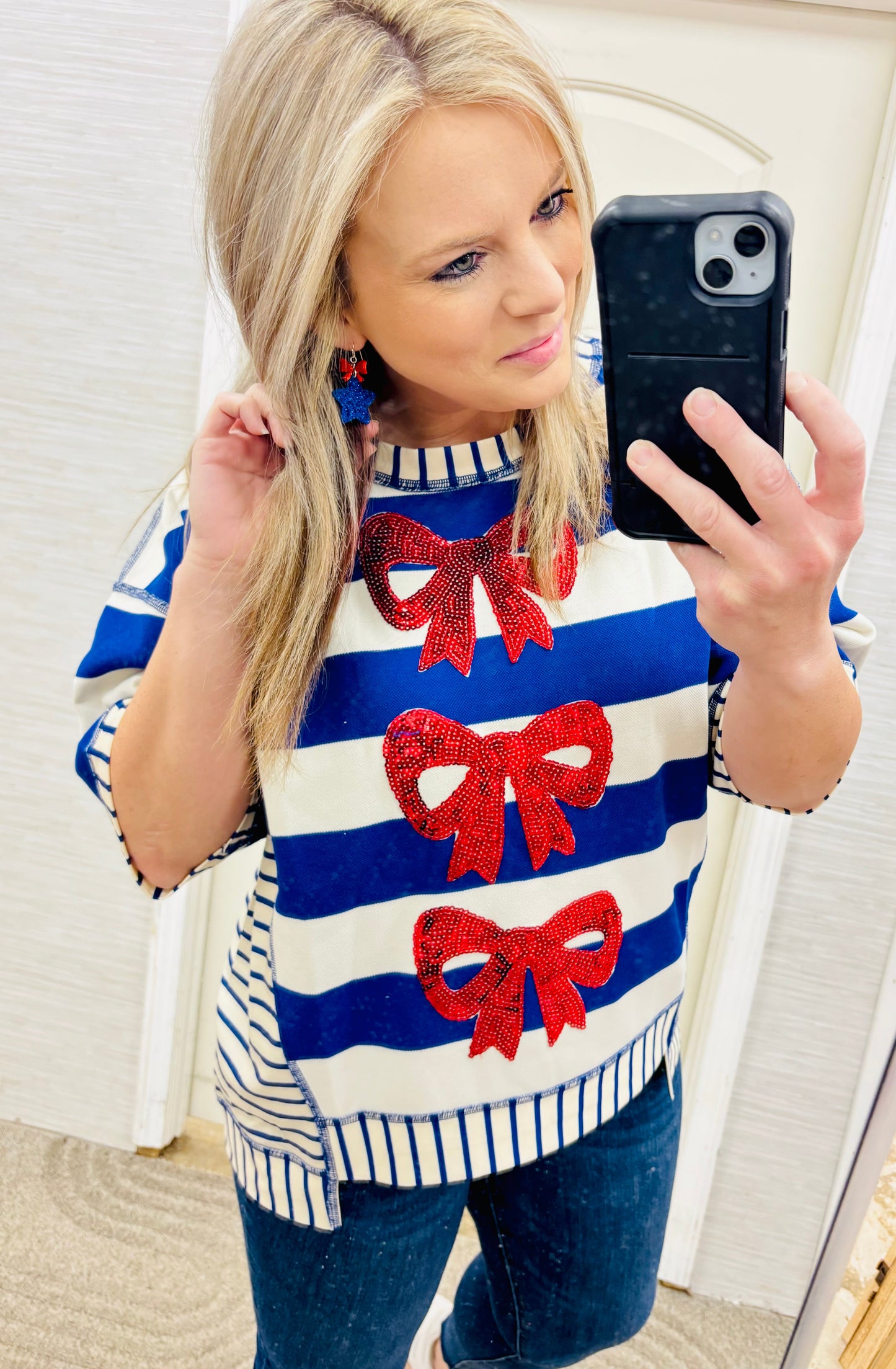 Blue Freedom Bows Top