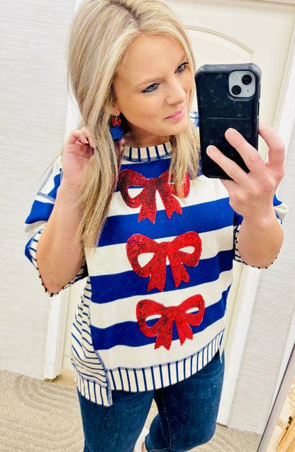 Blue Freedom Bows Top