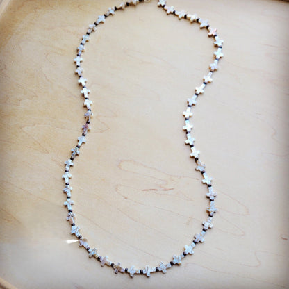 **Long Mother-of-Pearl Cross Necklace 259p