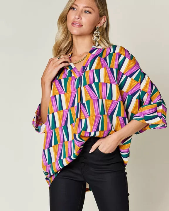 Geometric Bright Colors Blouse