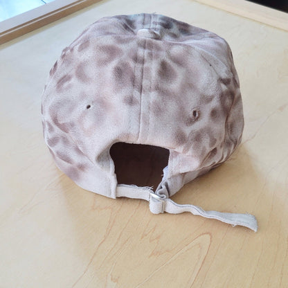 Hand-Painted Leopard Suede Baseball Cap w/ Turquoise-Ivory 986m