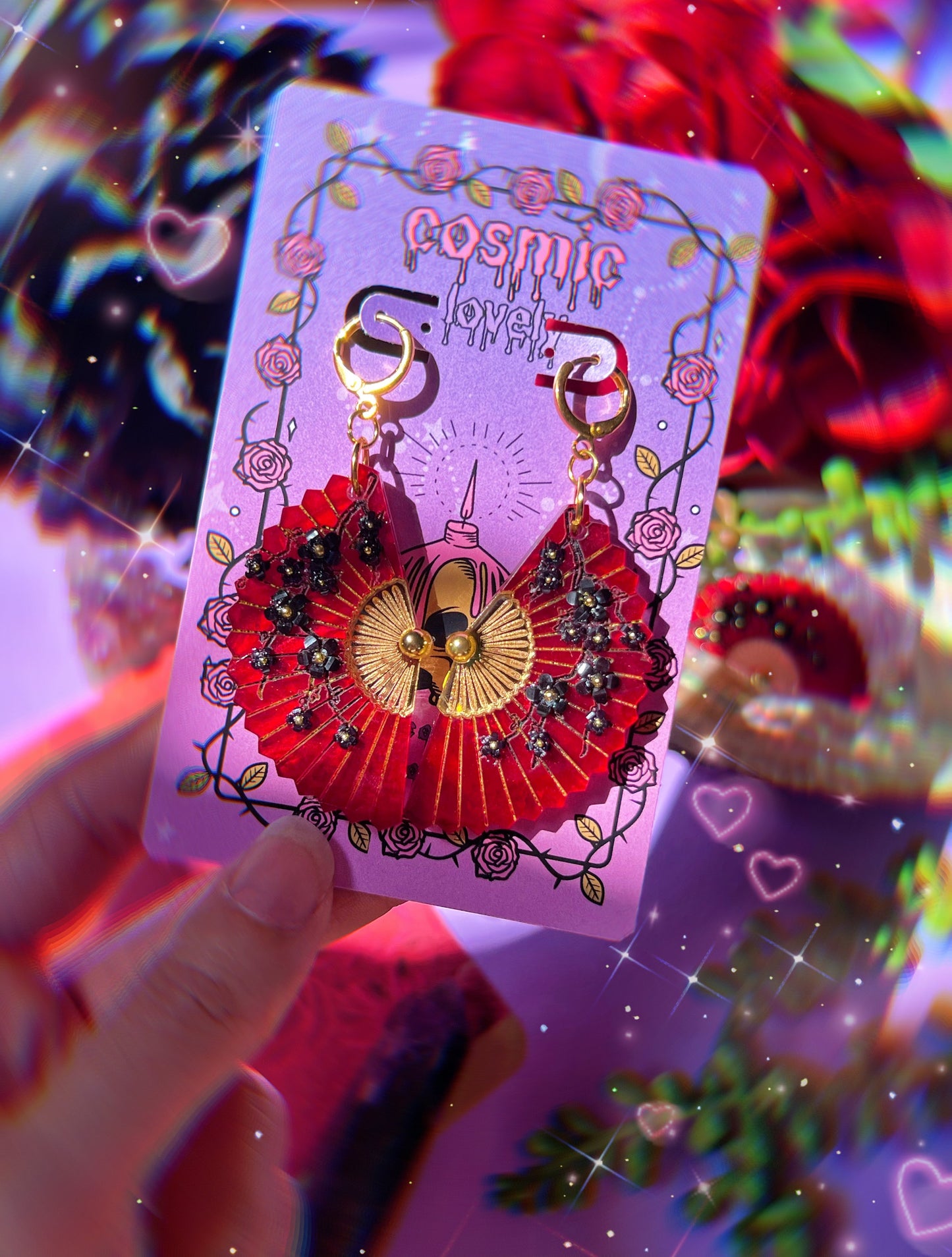 Halloween Folding Fan Earrings