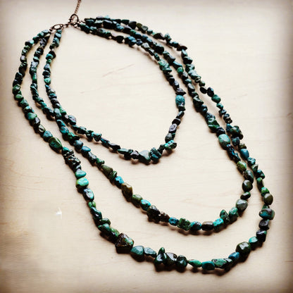Genuine Natural Turquoise Triple Strand Necklace 254a