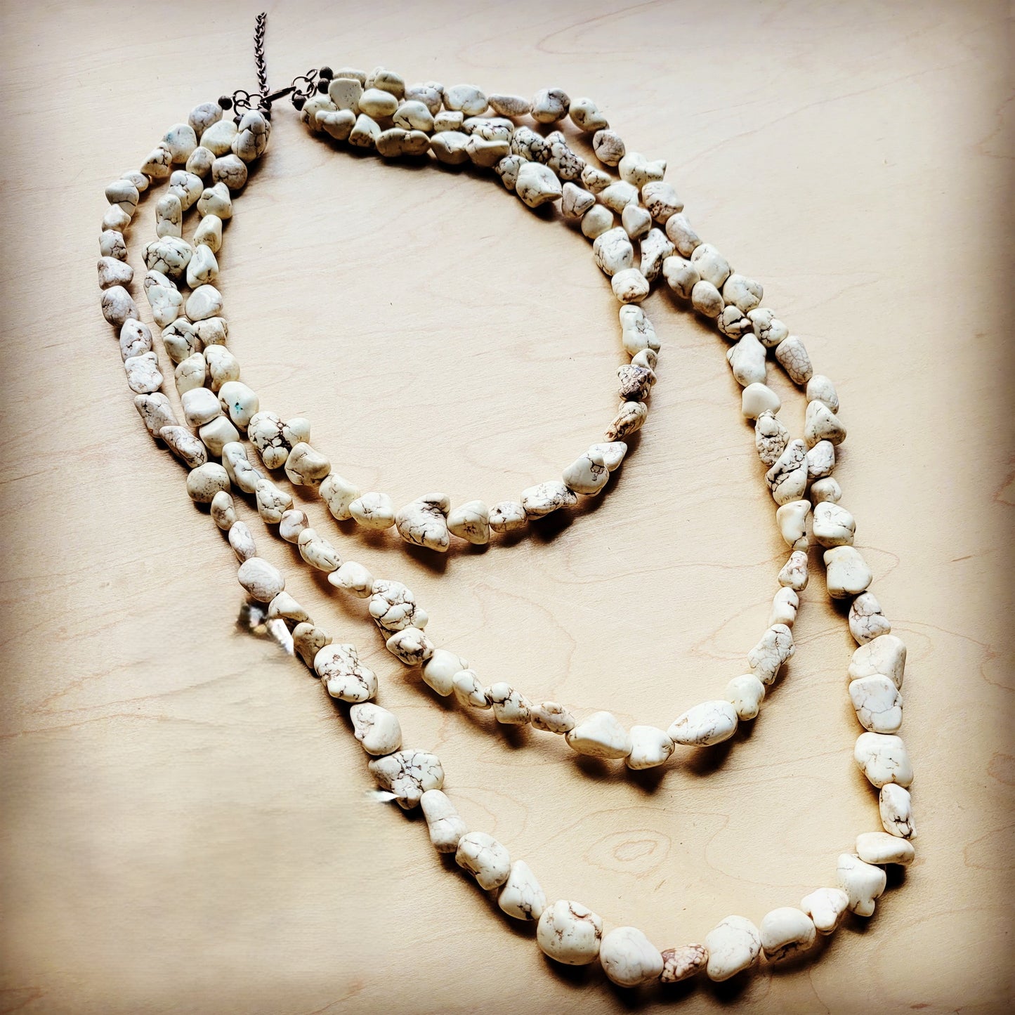 **White Turquoise Triple Strand Necklace 256a