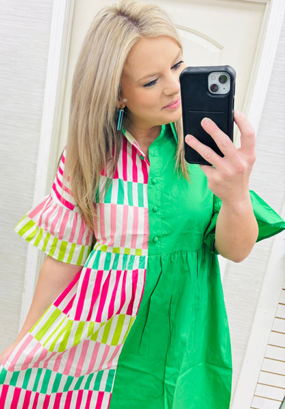 Green New to Town Dress
