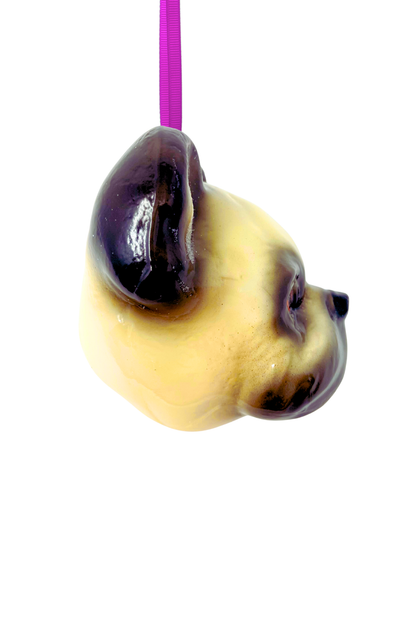 Didier the Pug Glass Christmas Ornament