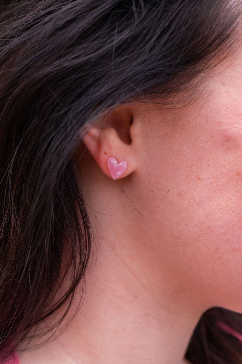 Hand Drawn Heart Studs- Pink