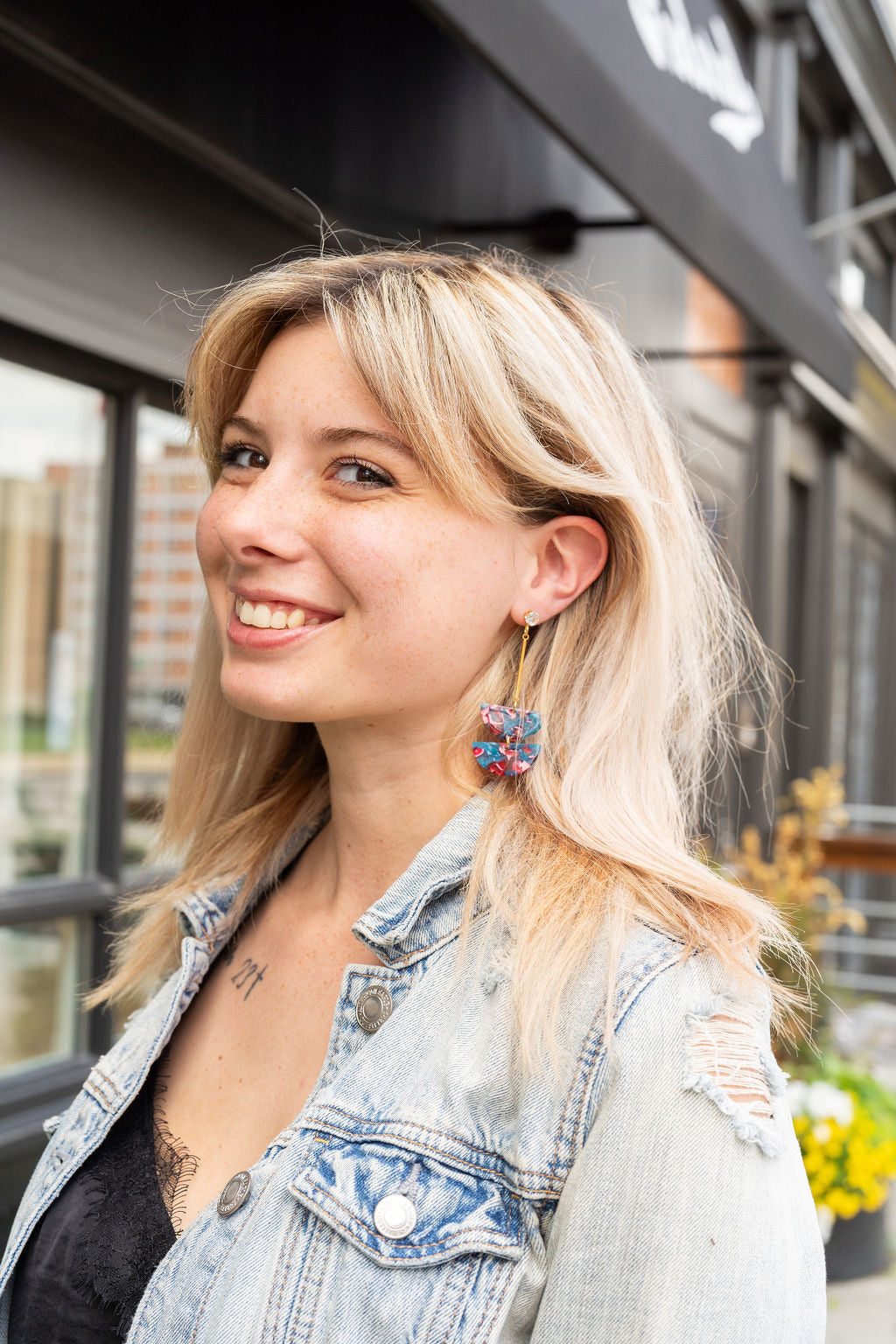 Everly Earrings - Magenta Teal