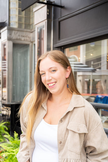 Raya Earrings - Golden Navy Maroon