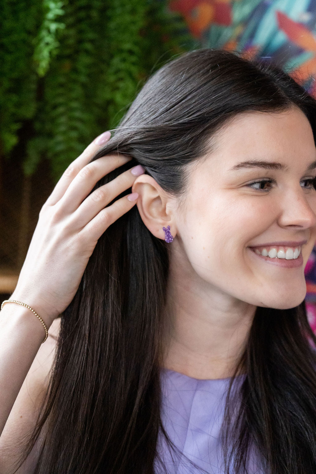 Glitter Bunny Studs - Purple