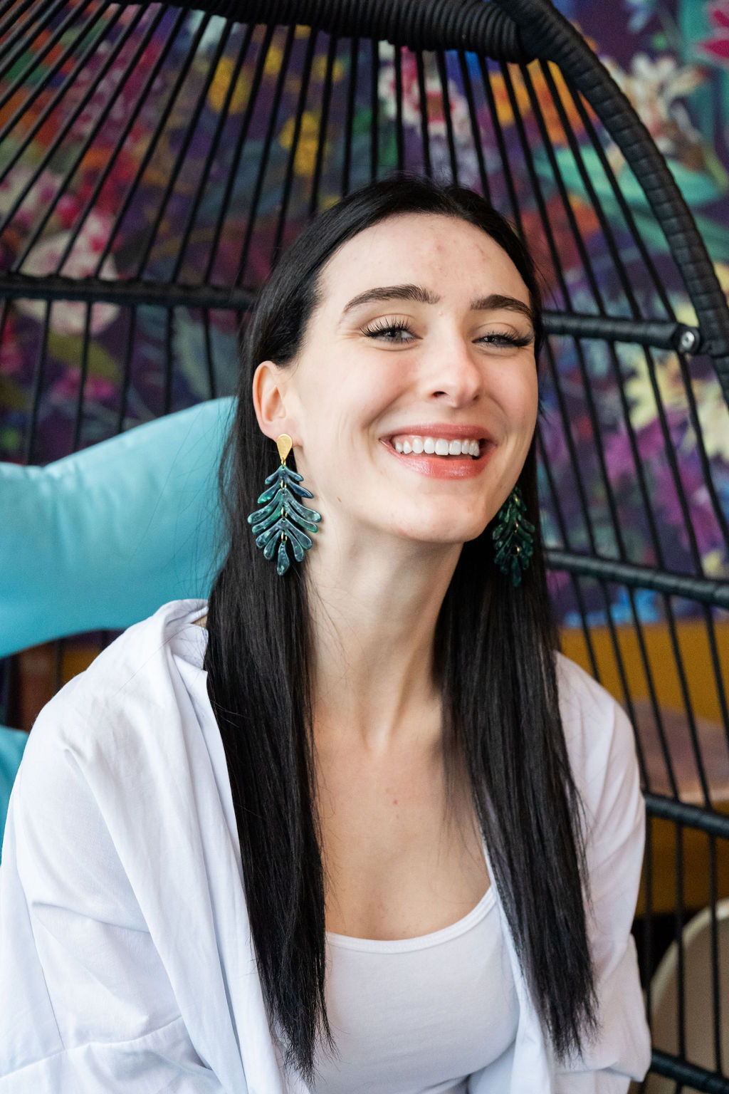 Palm Earrings - Dark Green