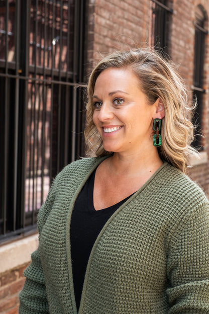 Tabitha Earrings - Forest Green & Amber