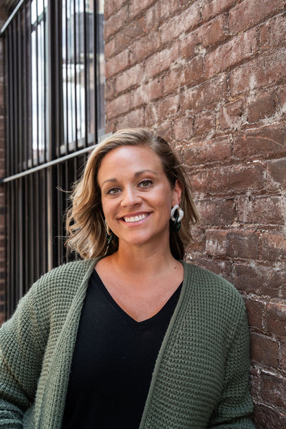 Betsy Earrings - Neutral & Forest Green