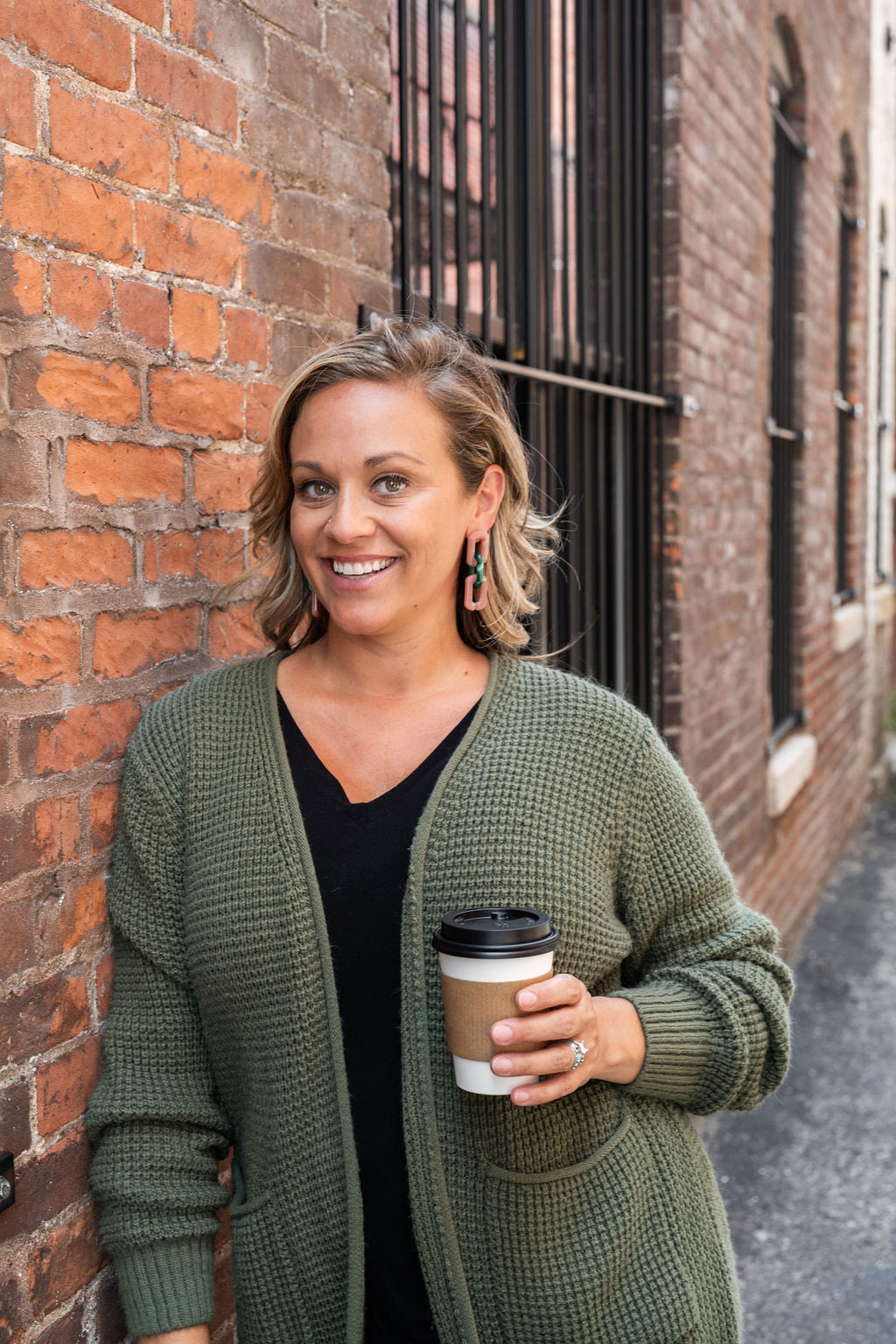 Tabitha Earrings - Vintage Rose & Forest Green