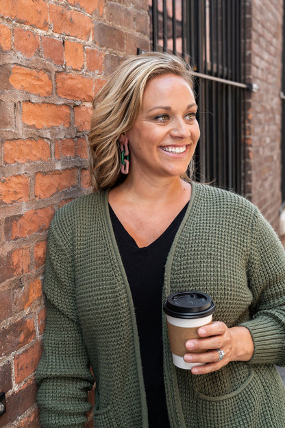 Tabitha Earrings - Vintage Rose & Forest Green