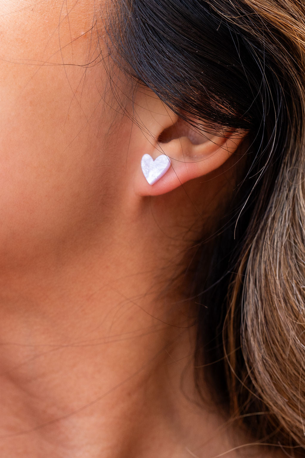 Hand Drawn Heart Studs - Lavender Purple