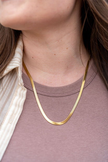 Luxe Gold Herringbone Chain - 20"