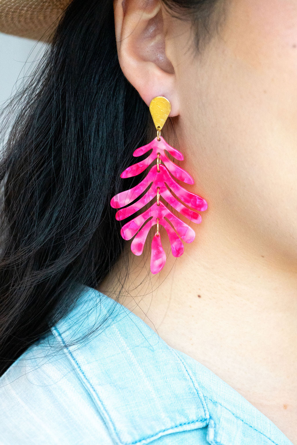 Palm Earrings - Hot Pink