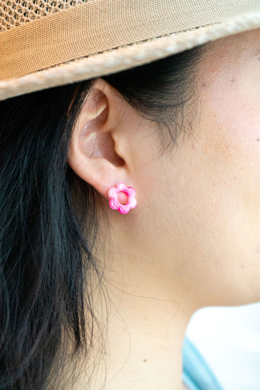 Flower Studs - Hot pink