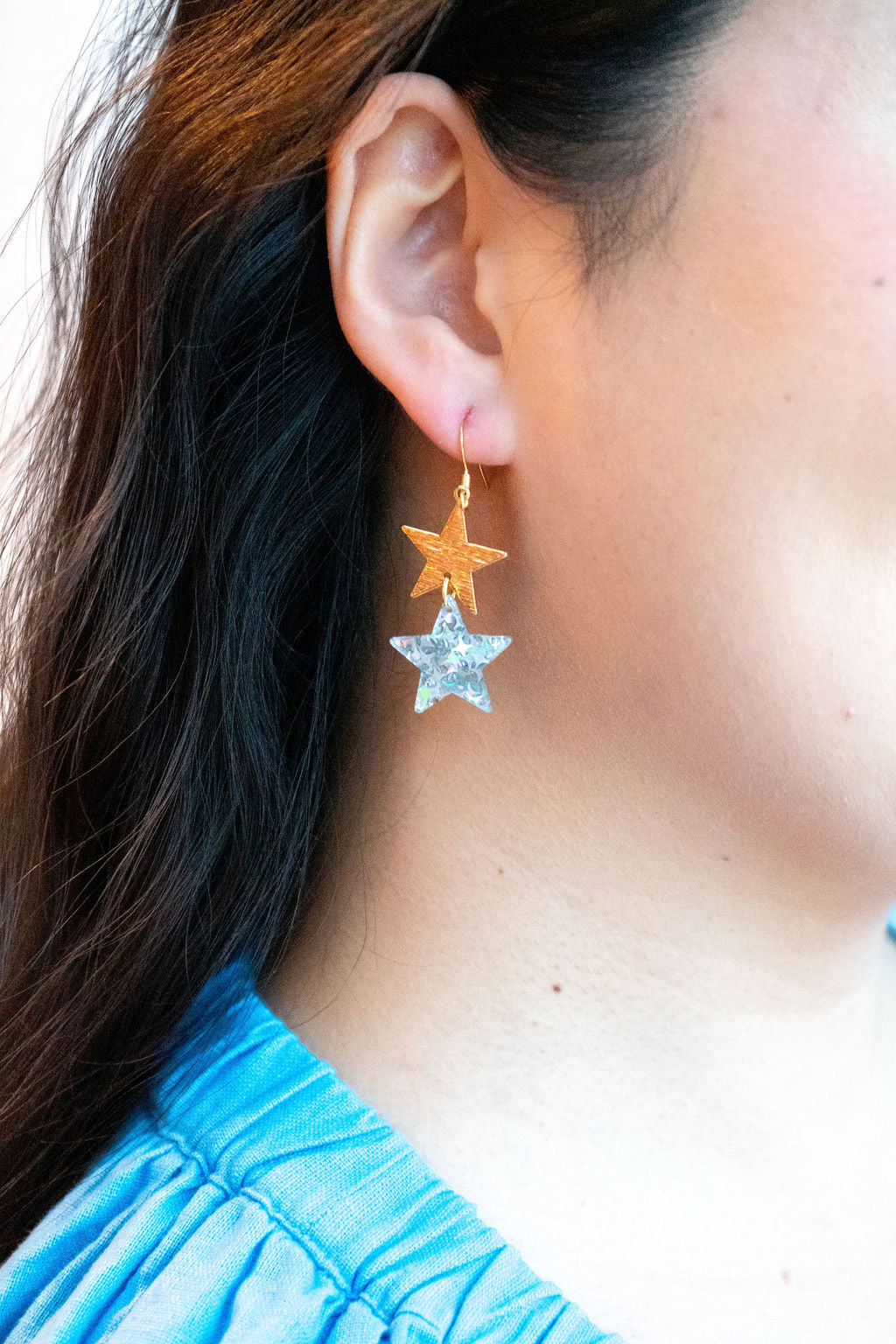 Starry Earrings - Silver Glitter