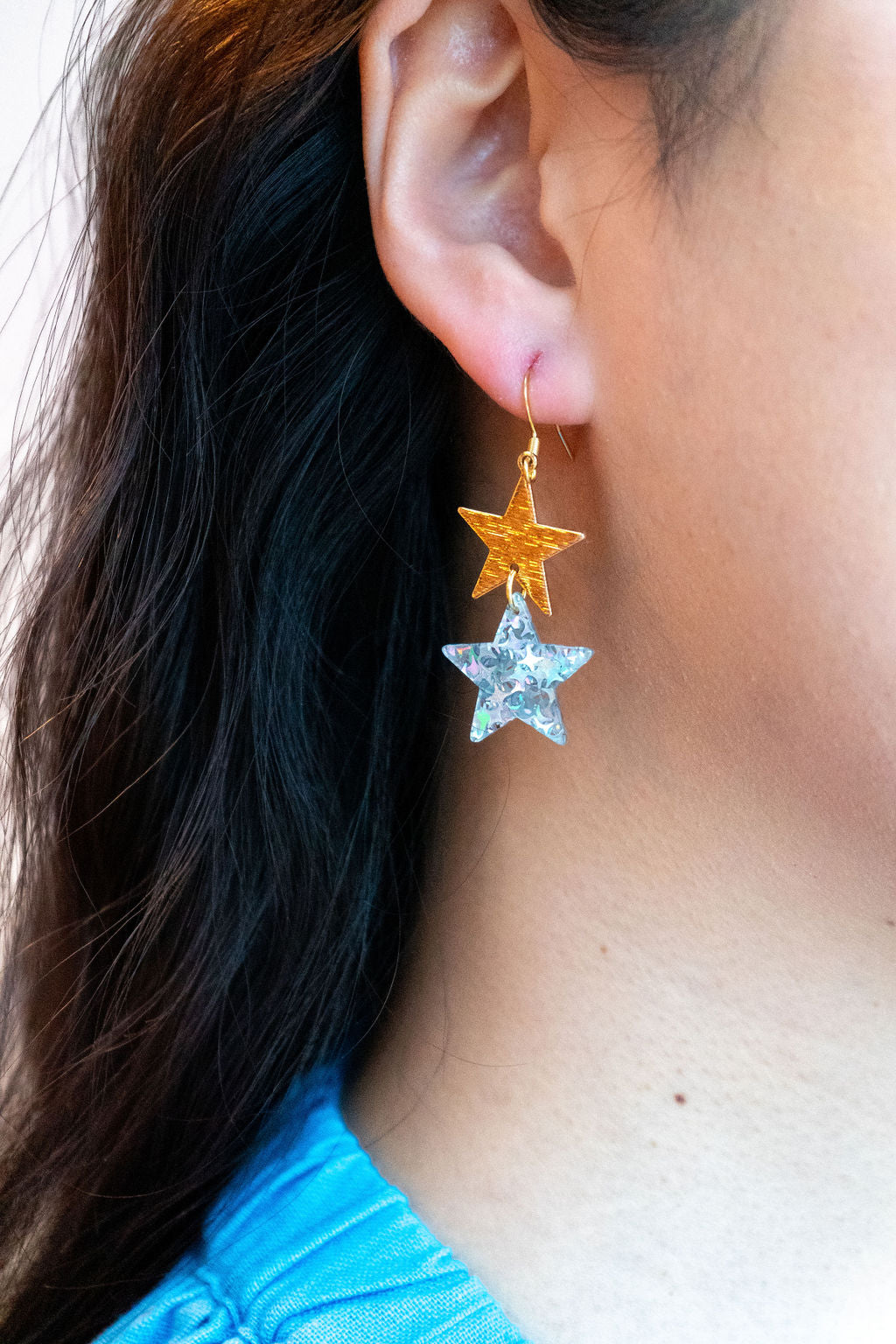 Starry Earrings - Silver Glitter