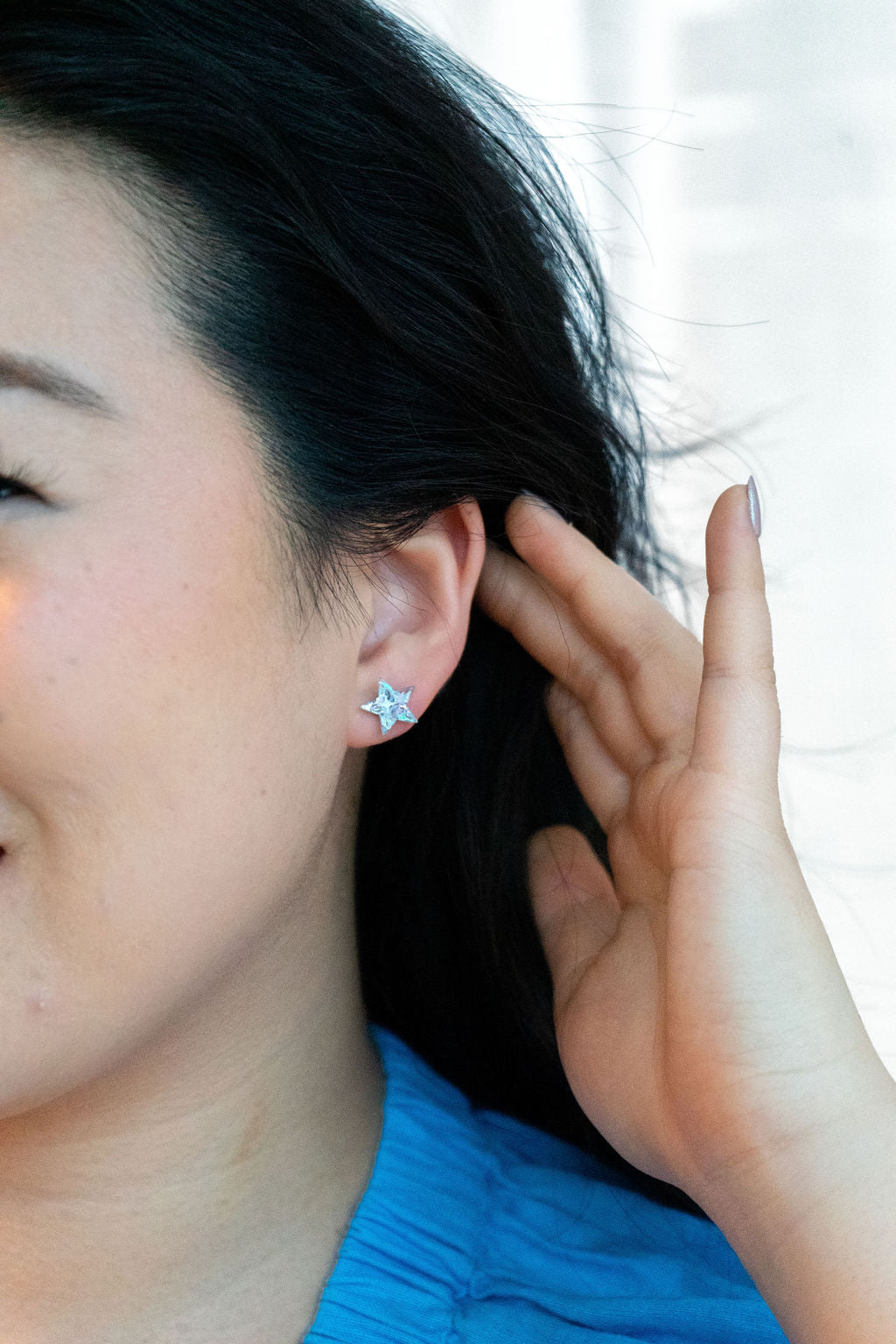 Star Studs - Silver Glitter