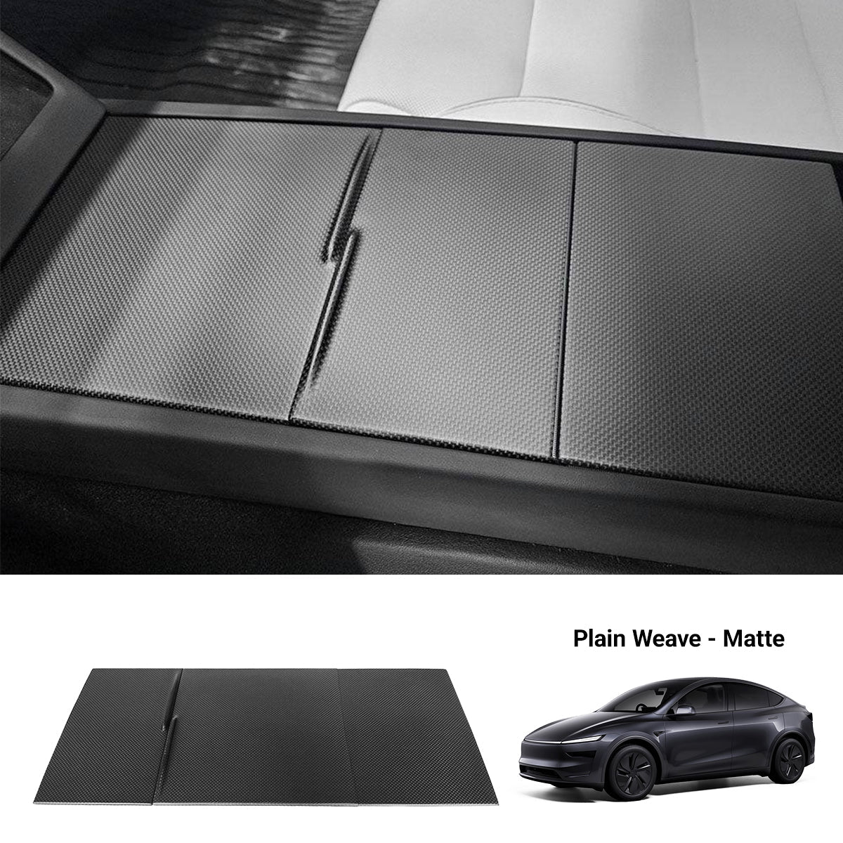 Dry Carbon Fiber Center Console Cover For Tesla Model Y Juniper / Model 3 Highland