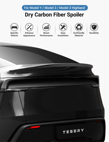 Performance Style Dry Carbon Fiber Spoiler for Tesla Model Y Juniper 2025+
