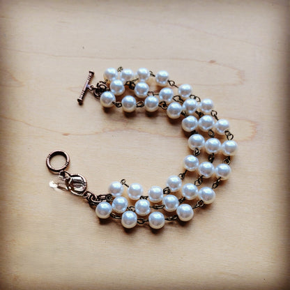 Pearl Triple Strand Bracelet 804a